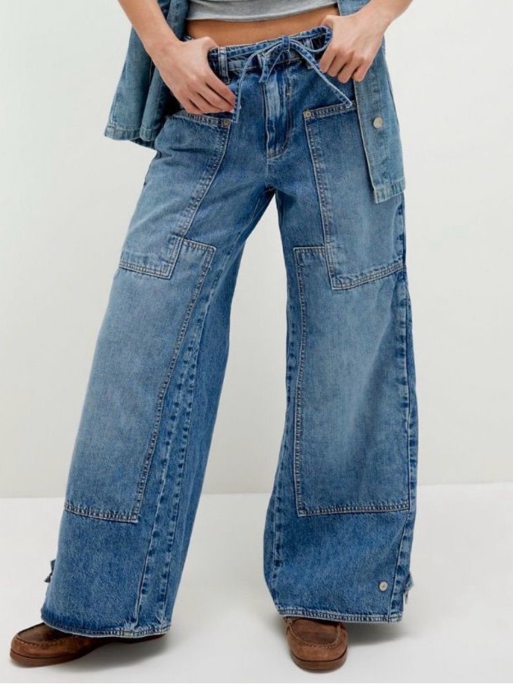 NWT Crvy Outlaw Wide Leg Blue Denim Jeans Women’s Small